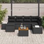 Conjunto de sofá de jardín con cojín 7 pcs Negro Poliratán