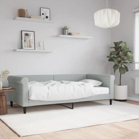 Sofá cama con colchón terciopelo gris claro 90x190 cm en Camas y somieres | Comprar online en Foro24