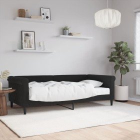 Sofá cama con colchón terciopelo negro 90x190 cm en Camas y somieres | Comprar online en Foro24