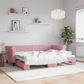 Sofá cama nido terciopelo rosa 80x200 cm en Camas y somieres | Comprar online en Foro24