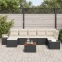 Conjunto de sofá de jardín con cojín 8 pcs Negro Poliratán