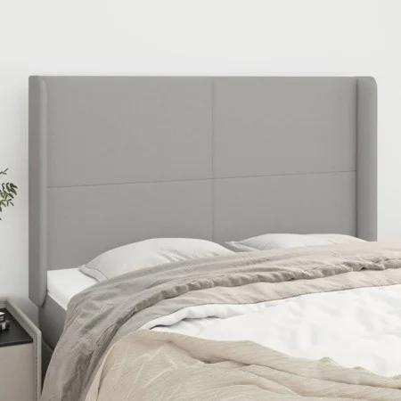 Headboard with light gray fabric ears 147x16x118/128 cm by vidaXL, Headboards and footboards - Ref: Foro24-3119298, Price: 12...