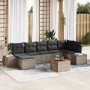Conjunto de sofá de jardín con cojín 8 pcs Gris Poliratán
