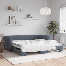 Sofá cama nido terciopelo gris oscuro 100x200 cm en Camas y somieres | Comprar online en Foro24