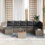 Conjunto de sofá de jardín con cojín 8 pcs Gris Poliratán