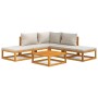 Gartenmöbel-Set 6-teilig aus Massivholz und hellgrauen Kissen von vidaXL, Gartensets - Ref: Foro24-3155276, Preis: 578,16 €, ...
