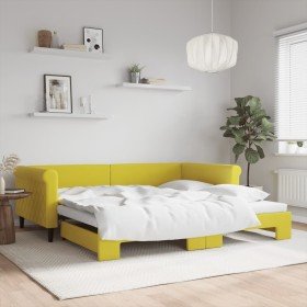 Sofá cama nido terciopelo amarillo 100x200 cm Sofá cama nido terciopelo amarillo 100x200 cm