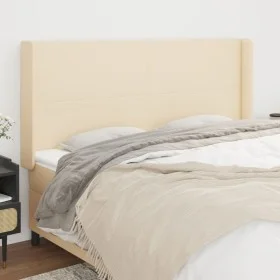 Headboard with cream fabric ears 203x16x118/128 cm by vidaXL, Headboards and footboards - Ref: Foro24-3119327, Price: 143,00 ...