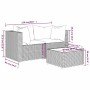 Set de muebles de jardín 3 pzas y cojines ratán sintético negro