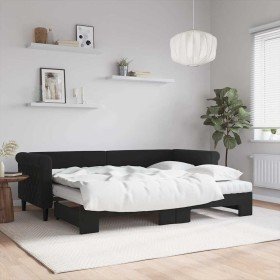 Sofá cama nido con colchón terciopelo negro 80x200 cm en Camas y somieres | Comprar online en Foro24