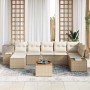 Conjunto de sofá de jardín con cojín 8 pcs Beige Poliratán