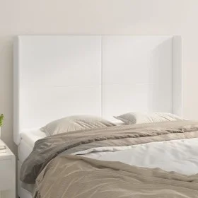 Headboard with white synthetic leather ears 147x16x118/128 cm by vidaXL, Headboards and footboards - Ref: Foro24-3119391, Pri...
