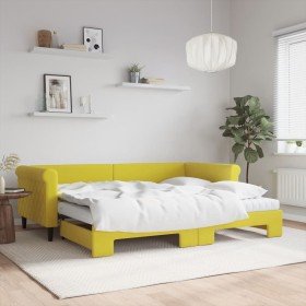 Sofá cama nido con colchón terciopelo amarillo 90x200 cm en Camas y somieres | Comprar online en Foro24