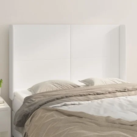 Cabecero con orejas de cuero sintético blanco 147x16x118/128 cm de vidaXL, Cabeceros y pies de cama - Ref: Foro24-3119391, Pr...