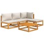 Gartenmöbel-Set 5-teilig aus Massivholz und hellgrauen Kissen von vidaXL, Gartensets - Ref: Foro24-3155278, Preis: 503,65 €, ...