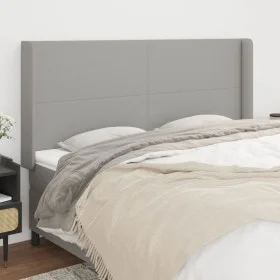 Headboard with light gray fabric ears 203x16x118/128 cm by vidaXL, Headboards and footboards - Ref: Foro24-3119322, Price: 11...