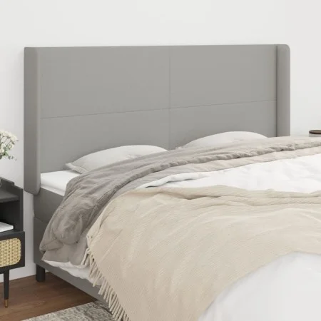 Headboard with light gray fabric ears 203x16x118/128 cm by vidaXL, Headboards and footboards - Ref: Foro24-3119322, Price: 11...