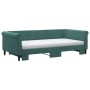 Sofá cama nido con colchón terciopelo verde oscuro 100x200 cm