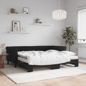Sofá cama nido con colchón terciopelo negro 90x190 cm en Camas y somieres | Comprar online en Foro24
