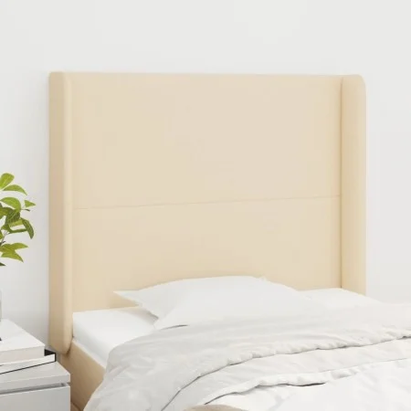 Headboard with cream fabric ears 93x16x118/128 cm by vidaXL, Headboards and footboards - Ref: Foro24-3119287, Price: 80,91 €,...