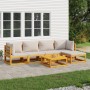 Gartenmöbel-Set 6-teilig aus Massivholz und hellgrauen Kissen von vidaXL, Gartensets - Ref: Foro24-3155281, Preis: 615,89 €, ...