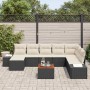 Conjunto de sofá de jardín con cojín 9 pcs Negro Poliratán