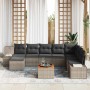 Conjunto de sofá de jardín con cojín 9 pcs Gris Poliratán