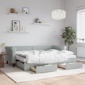 Sofá cama nido con cajones terciopelo gris claro 80x200 cm en Camas y somieres | Comprar online en Foro24