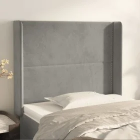 Headboard with light gray velvet ears 103x16x118/128 cm by vidaXL, Headboards and footboards - Ref: Foro24-3119482, Price: 61...