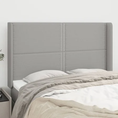Headboard with light gray fabric ears 147x16x118/128 cm by vidaXL, Headboards and footboards - Ref: Foro24-3119438, Price: 97...