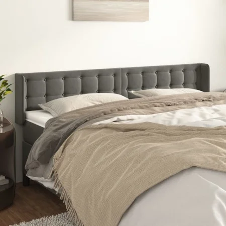Kopfteil aus dunkelgrauem Samt, 203 x 16 x 78/88 cm von vidaXL, Kopf- und Fußteile - Ref: Foro24-3119269, Preis: 63,96 €, Rab...