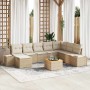 Conjunto de sofá de jardín con cojín 9 pcs Beige Poliratán