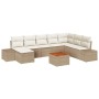 Conjunto de sofá de jardín con cojín 9 pcs Beige Poliratán