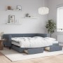 Sofá cama nido con cajones terciopelo gris oscuro 100x200 cm