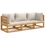 Gartenmöbel-Set 3-teilig aus Massivholz und hellgrauen Kissen von vidaXL, Gartensets - Ref: Foro24-3155283, Preis: 360,91 €, ...