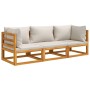 Gartenmöbel-Set 3-teilig aus Massivholz und hellgrauen Kissen von vidaXL, Gartensets - Ref: Foro24-3155283, Preis: 360,91 €, ...