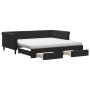 Sofá cama nido con cajones terciopelo negro 100x200 cm