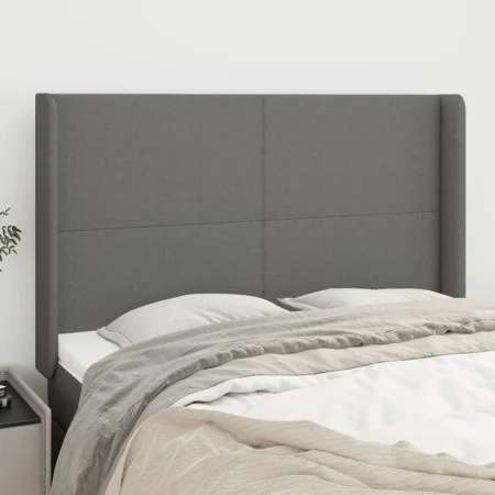 Headboard with dark gray fabric ears 147x16x118/128 cm by vidaXL, Headboards and footboards - Ref: Foro24-3119299, Price: 134...