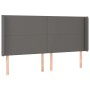 Cabecero con orejas de cuero sintético gris 203x16x118/128 cm de vidaXL, Cabeceros y pies de cama - Ref: Foro24-3119412, Prec...