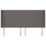 Cabecero con orejas de cuero sintético gris 203x16x118/128 cm de vidaXL, Cabeceros y pies de cama - Ref: Foro24-3119412, Prec...