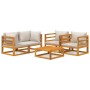 Gartenmöbel-Set 5-teilig aus Massivholz und hellgrauen Kissen von vidaXL, Gartensets - Ref: Foro24-3155285, Preis: 662,12 €, ...