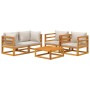 Gartenmöbel-Set 5-teilig aus Massivholz und hellgrauen Kissen von vidaXL, Gartensets - Ref: Foro24-3155285, Preis: 662,12 €, ...