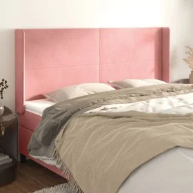 Headboard with pink velvet ears 163x16x118/128 cm by vidaXL, Headboards and footboards - Ref: Foro24-3119359, Price: 120,02 €...