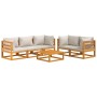 Garden furniture set 6 pieces solid wood and light gray cushions by vidaXL, Garden sets - Ref: Foro24-3155286, Price: 659,96 ...