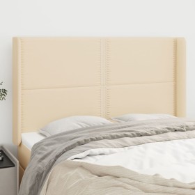 Headboard with cream fabric ears 147x16x118/128 cm by vidaXL, Headboards and footboards - Ref: Foro24-3119443, Price: 97,28 €...
