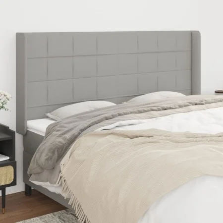 Headboard with light gray fabric ears 203x16x118/128 cm by vidaXL, Headboards and footboards - Ref: Foro24-3119602, Price: 11...