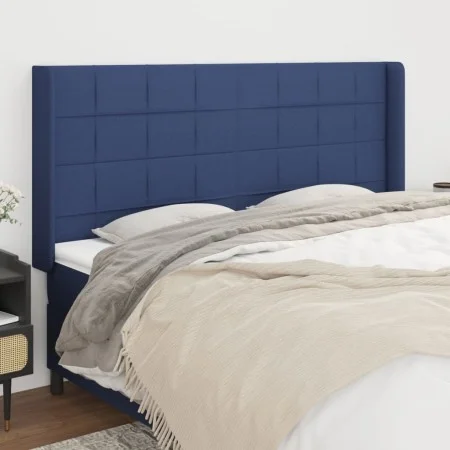 Headboard with blue fabric ears 183x16x118/128 cm by vidaXL, Headboards and footboards - Ref: Foro24-3119600, Price: 115,25 €...
