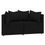 Set de muebles de jardín 3 pzas y cojines ratán sintético negro