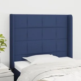 Headboard with blue fabric ears 83x16x118/128 cm by vidaXL, Headboards and footboards - Ref: Foro24-3119560, Price: 70,46 €, ...