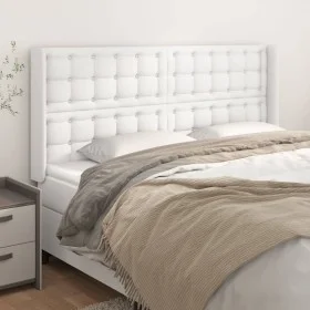 Headboard with white synthetic leather ears 203x16x118/128 cm by vidaXL, Headboards and footboards - Ref: Foro24-3119689, Pri...